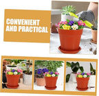 Homoyoyo 10pcs Terracotta Color Plastic Flower Pots with Saucer, 14.5cm Diameter Tabletop Planter Pots for Succulent and Indoor Plant Nursery, Garden Planting Container Set - Image 4