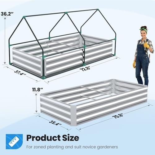 Quictent 6x3x1ft Galvanized Raised Garden Bed with Cover - Image 5