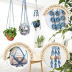 Set of 3 Macrame plant hangers with Daisies & Beads Hanging plant holder Macrame Plant hangers outdoor and indoor hanging planters Plant stand indoor Boho Decor hanging planter stand (Cloudy Day) - Image 5