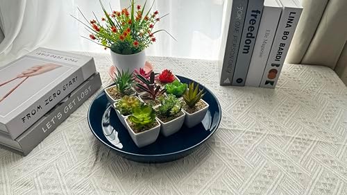 Ceramic Plant Saucer Tray 12 14 15 Inch Blue, 15" OD x12.25 ID x2.2 Deep Extra-Large Size Sturdy Heavy Duty Glazed Bevel Planter Drip Flower pots with Catch Basin for Indoor Outdoor Plants - Image 3