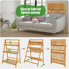 Folding 3-Tier Bamboo Ladder Plant Stand, Indoor & Outdoor Flower Pot Organizer Holder w/ Stable Frame, Plant Shelf Display Rack for Balcony, Patio, Garden, Living Room - Image 3