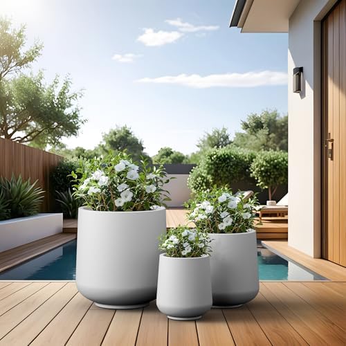 Kante 3-Pack 16.5" 13" 9.4" W Round White Concrete Planters - Image 3