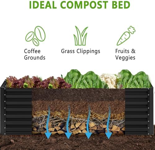 6x2x2FT Galvanized Raised Garden Bed,Planter Raised Beds-Metal Garden Box,Large Plant for Outdoor Planting, Vegetables Bed，Flower,herb-Black - Image 3