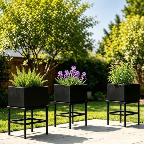 Metal Heavy Duty Plant Stand Indoor Outdoor,18 Inch Large Plant Stands Riser,Tall Wrought Iron Pedestal Holders for Flower Pot,Outside Rust-Proof Black Flower Display Shelf for Patio,1-Pack - Image 3
