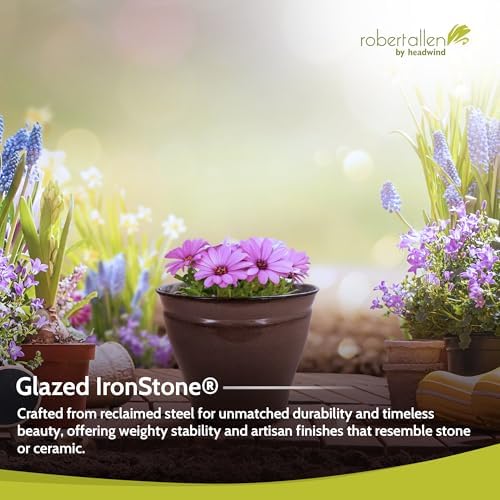 Headwind Glazed Ironstone Avery Collection Decorative Plant Pot – 8" Pebblewood Brown Decorative Pot – Lightweight & Durable Flower Pots for Indoor Plants - Outdoor Planter by Robert Allen - Image 4