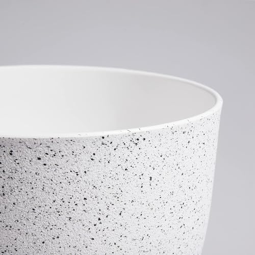 WSMKSZ Large Flower Pots 12/10/9 inch, Set of 3 Modern Decorative Plastic Planters with Drainage Holes and Saucers for Garden House Plants, Plant Pots for Indoor Outdoor Plants, Speckled White - Image 5