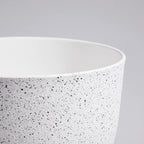 WSMKSZ 10/9/8 inch Medium Plant Pots, Set of 3 Modern Decorative Plastic Planters with Drainage Holes and Saucers for Garden House Plants, Flower Pots for Indoor Outdoor Plants, Speckled White - Image 5
