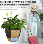 12/10/9/8/6 Inch Self Watering Pots for Indoor Outdoor Plants, Set of 5 Large Plastic Planters with Visual Water Window, Drainage Holes & Watering Lip, Modern Decorative Flower Pots (Black) - Image 6