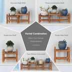 Wood Plant Stand Indoor, Low Window Plant Bench for Multiple Plants - Image 3