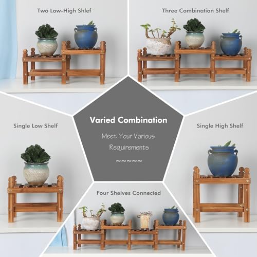 Wood Plant Stand Indoor, Low Window Plant Bench for Multiple Plants - Image 3