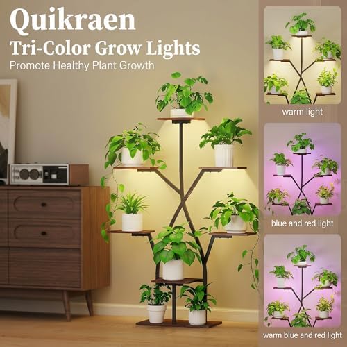 Plant Stand Indoor with Grow Lights 50" Plant Shelf Corner Lighted Plant Stands for Indoor Growing Multiple Metal 7 Tiered Large S-Shape Display Shelves Plant Rack for Home Decor Patio Balcony - Image 3