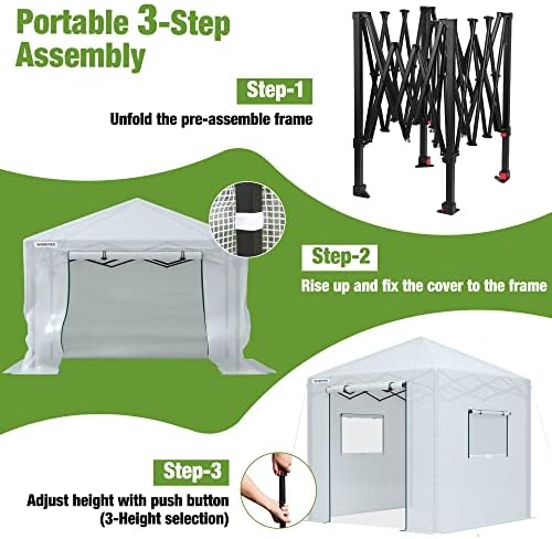 WORKPRO 94”x 94”x 99” Pop-up Greenhouse for Outdoors - Image 3