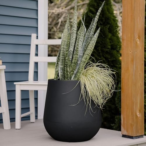 Beuta Large Poly Planters for Outdoor Plants - Set of 3, 15.5/18/20.5 Inches Outdoor Planters for Porch - Tall Planter for Outdoor & Indoor Plants | Large Indoor Plant Pot - USA Made - Black - Image 3