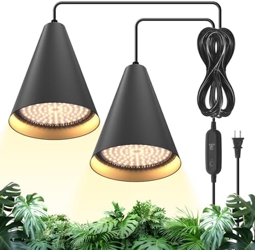 Bstrip Hanging Grow Light for Indoor Plants, Two Head One-Cord 50W by Bstrip