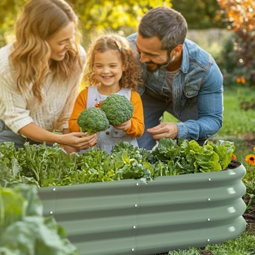8x2x1ft Oval Galvanized Raised Garden Bed Outdoor 9-in-1 Large Metal Modular Planter Box Raised Beds for Gardening,Vegetables,Fruits,Flowers & Herbs (Green) - Image 7