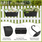 Dahey 15 Inches Railing Planter Box 4 Pcs Metal Hanging Flower Pots, Black - Image 3