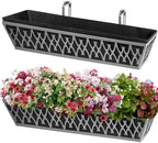 2 Pack 30 Inch Window Boxes Planters Railing Planter Box with Adjustable Brackets & Non-Woven Fabric Plant Grow Bags Deck Railing Planter Boxes Balcony Hanging Flower Box for Outdoor Plants by KarlliuHOMEGARDEN