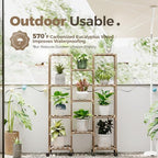 Bamworld Plant Stand With Wheels Indoor Outdoor Wood Plants Shelf for Multiple Plants 11 Pots,Tall Large Flower Holder for Living Room, Patio, Balcony, Garden - Image 3