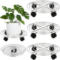 3 Packs Metal Plant Caddy 13.8” Plant Dolly with Wheels Heavy-duty Wrought Iron Rolling Plant Stand with Casters Indoor and Outdoor Plant Pot Roller Base Plant Mover Saucers, Bright Silver by Planterhoma