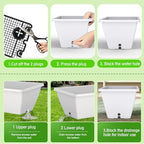 8 Pcs 24 Inch Window Planter Box, White Large Plastic Rectangle Flower Planter Boxes with Water Absorbing Net Indoor and Outdoor Flower Pots for Windowsill, Balcony, Patio, Porch - Image 2
