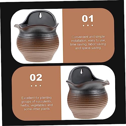 Kisangel Wall-Mounted Ceramic Succulents Flower Pot for Indoor and Outdoor Use Multi-Purpose Hanging Planter Drainage Decorative Hanging Flowerpot for Balcony and Garden - Image 5