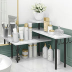 Homode Bathroom Counter Corner Shelf, 3 Tier Kitchen Countertop Organizer for Over The Sink, Make Up, Dresser Table, White Marble - Image 3