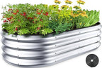 Winpull Raised Garden Bed Kit, 4x2x1 ft Galvanized Planter Box Outdoor with Safety Edging, Large Metal Raised Beds for Gardening Vegetables Flower Herb (Classic Silver) by Winpull
