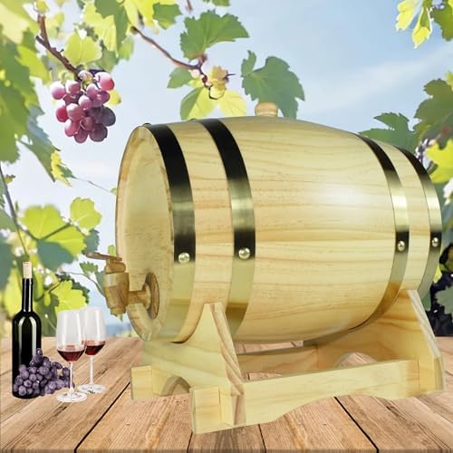 1.5L Oak Aging Barrel Dispenser - Home Whiskey Decanter for Wine, Spirits, Beer & Liquor (White) - Image 2