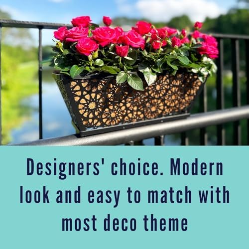 LaLaGreen Garden Wall Planter (16 in, 4 Pack) Black Window Box with Liner - Image 5