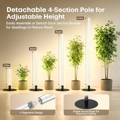 360° Grow Lights for Indoor Plants with Stand, Up to 67'' Adjustable Height - Image 5