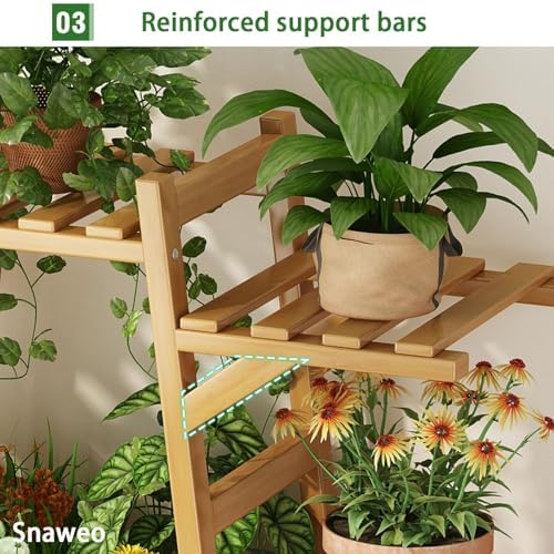 Bamboo Plant Stand 12 Tiered Plant Shelf Storage Rack Multifunctional Potted Flower Holder for Multiple Plants Bamboo Ladder Plant Rack - Image 6