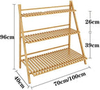 Bamboo 3-Tier Plant Stand, Planter Shelves, Folding Display Shelving Plants Shelf Unit Holder,Bamboo Ladder Plant Stand,With Accessories, For Patio Garden Balcony,Bamboo Ladder Plant Stand Solid Wood - Image 4