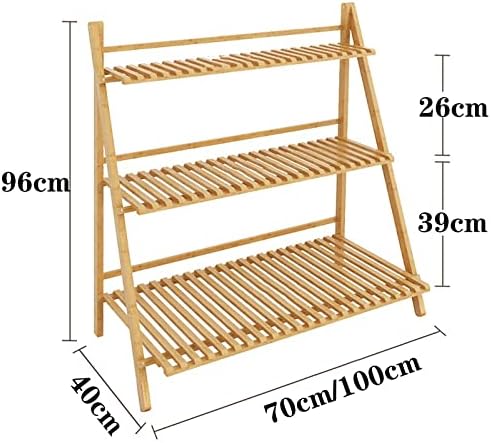 Bamboo 3-Tier Plant Stand, Planter Shelves, Folding Display Shelving Plants Shelf Unit Holder,Bamboo Ladder Plant Stand,With Accessories, For Patio Garden Balcony,Bamboo Ladder Plant Stand Solid Wood - Image 4