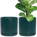 D'vine Dev 2-Pack Ceramic Pots with Saucers, Teal, 10 in, 94-V-E-9 by DvineDevPlanterPotsandStand
