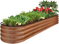 Best Choice Products 8x2x1ft Outdoor Metal Raised Garden Bed, Oval Deep Root Planter Box for Vegetables, Flowers, Herbs, and Succulents w/ 108 Gallon Capacity - Wood Grain by BestChoiceProducts