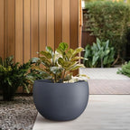 Kante Accent Round Bowl Charcoal Concrete Planter 15.7" Dia, Outdoor - Image 3