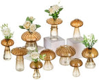 Glasseam Mushroom Vases for Flowers, 10 Pcs Amber Glass Bud Vase for Decor by Glasseam