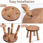 Solid Wooden Stool,Plant Stand,Step Stool,Light Walnut,10" H - Image 4