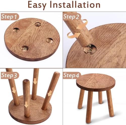 Solid Wooden Stool,Plant Stand,Step Stool,Light Walnut,10" H - Image 4