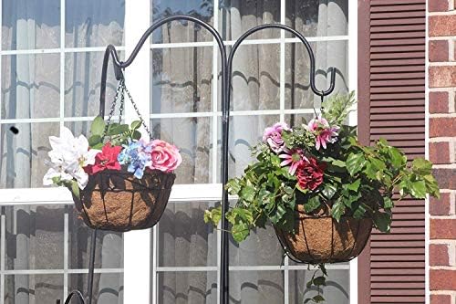 Ashman Metal Hanging Planter Basket with Coco Coir Liner Round Wire Plant Holder Chain Porch Decor Flower Pots Hanger Garden Decoration Indoor Outdoor Watering Hanging Baskets (4) - Image 5
