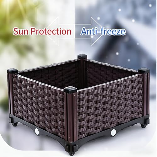 3 Grid Integrated Raised Garden Bed, Elevated Plastic Planter Box with Drainage Holes, Easy Assembly Outdoor Gardening Container for Vegetables Herbs Flowers, Ideal for Patio Balcony Backyard - Image 7