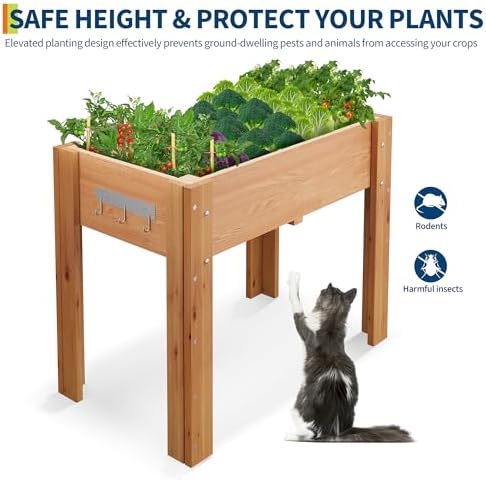 IDEALHOUSE 34"x18"x30" Elevated Wood Raised Garden Bed Planter Box - Image 5