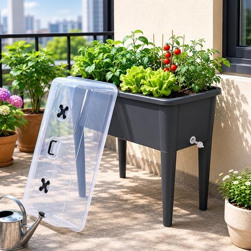 Elevated Garden Bed with Ventilated Greenhouse Lid and Removable Legs - Image 4