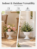NUPTIO Plastic Classic Urn Planter: 10.23 Inch Pedestal Plant Pots, 2 Pcs - Image 4