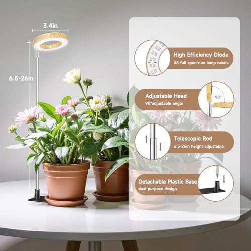 Kullsinss 3.5in Halo Plant Lights for Indoor Growing, 48 LEDs Full Spectrum - Image 2