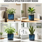 Ekirlin 7 Inch Plant Pot, Modern Ceramic Glaze Planters for Indoor Plants, Round Flower Pots with Drainage Hole and Saucer, Succulent Planter Pot for Orchid, Pothos, Snake Plant,Gift for Plant, Blue - Image 6