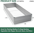 Vengarus 12x4x2ft Galvanized Raised Garden Bed,Metal Raised Beds Kit Silver - Image 2