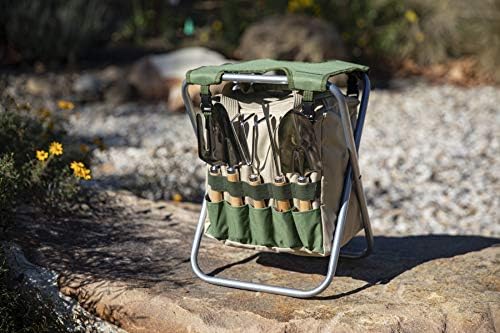 PICNIC TIME Garden Kneeler and Seat, Folding Gardening Bench, Portable Garden Stool and Kneeler with Detachable Tote Organizer for Weeding & Yard Work (Olive Green with Beige Accents) - Image 2
