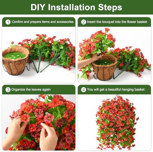Fall Artificial Fake Flowers Plants Hanging Baskets for Outdoor Decorations - Image 5