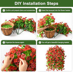 Fall Artificial Fake Flowers Plants Hanging Baskets for Outdoor Decorations - Image 5